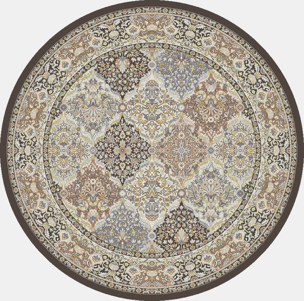 Octagon, Square & Round Rugs Ancient Garden 57008-3235 Round and Oval Multi & Black - Charcoal Machine Made Rug