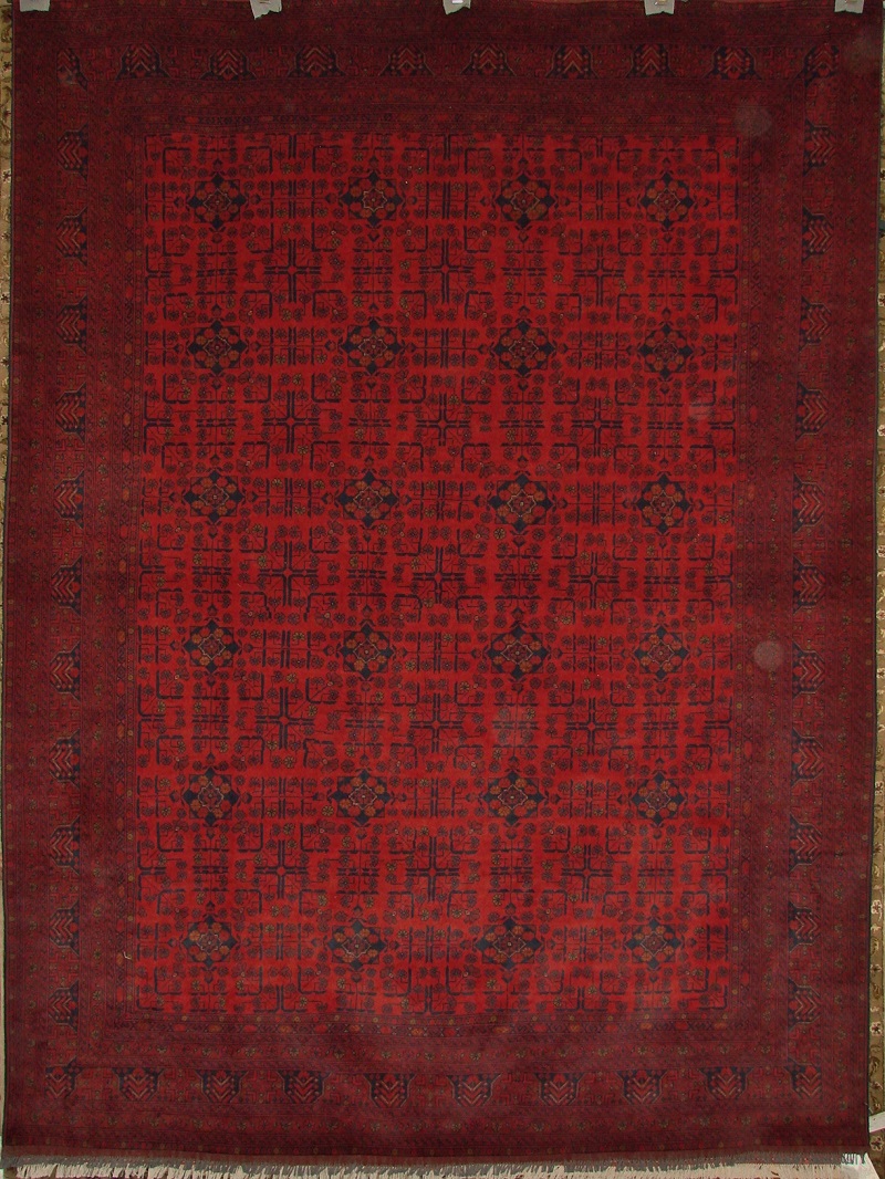 Antique Style Rugs Khan Mohamedi 14878 Red - Burgundy & Medium Blue - Navy Hand Knotted Rug