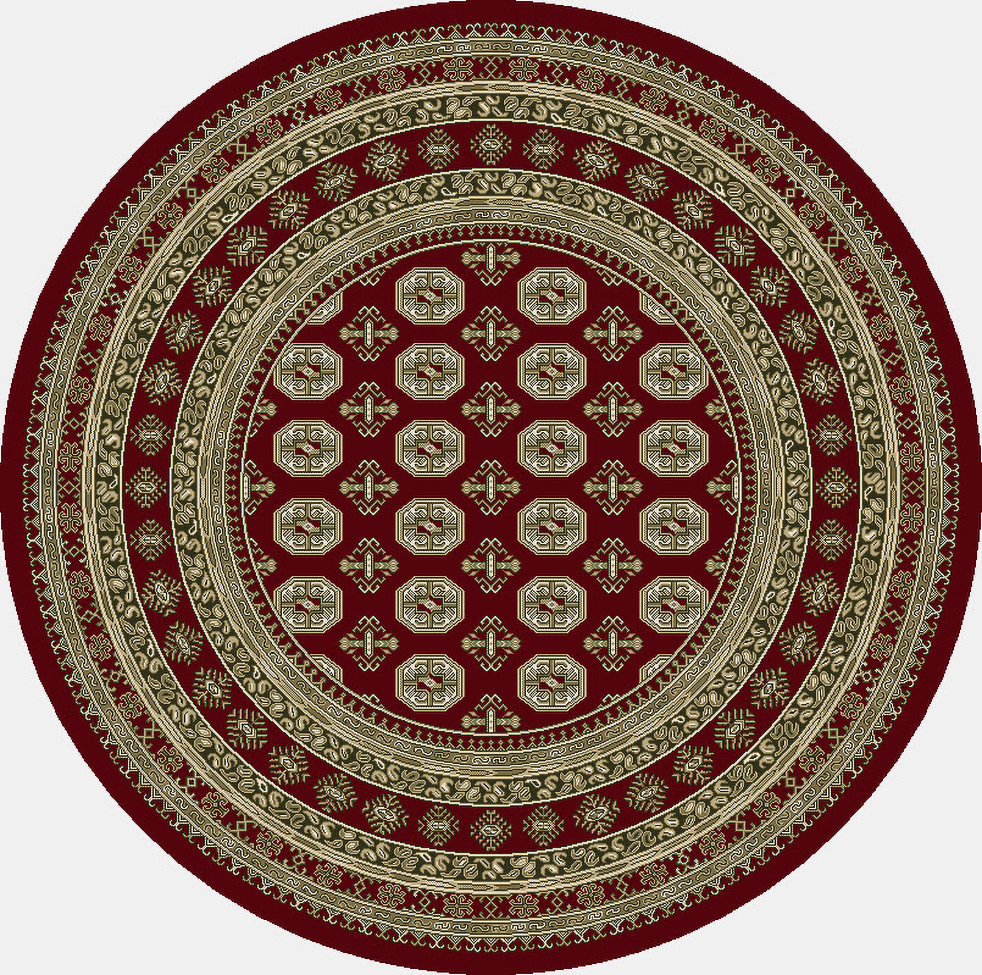 Octagon, Square & Round Rugs Ancient Garden 57102-1293 Round and Oval Red - Burgundy & Ivory - Beige Machine Made Rug