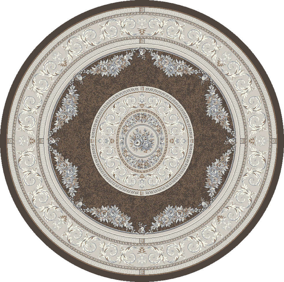 Octagon, Square & Round Rugs Ancient Garden 57226-3295 Round and oval Lt. Brown - Chocolate & Lt. Grey - Grey Machine Made Rug