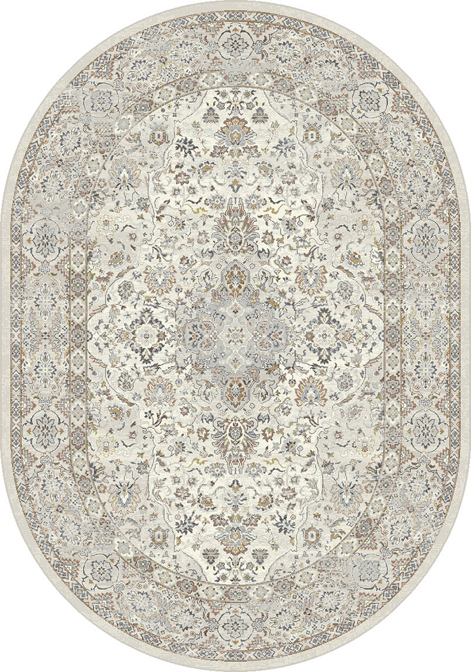 Octagon, Square & Round Rugs Ancient Garden 57275-6295 Round and Oval Ivory - Beige & Lt. Grey - Grey Machine Made Rug