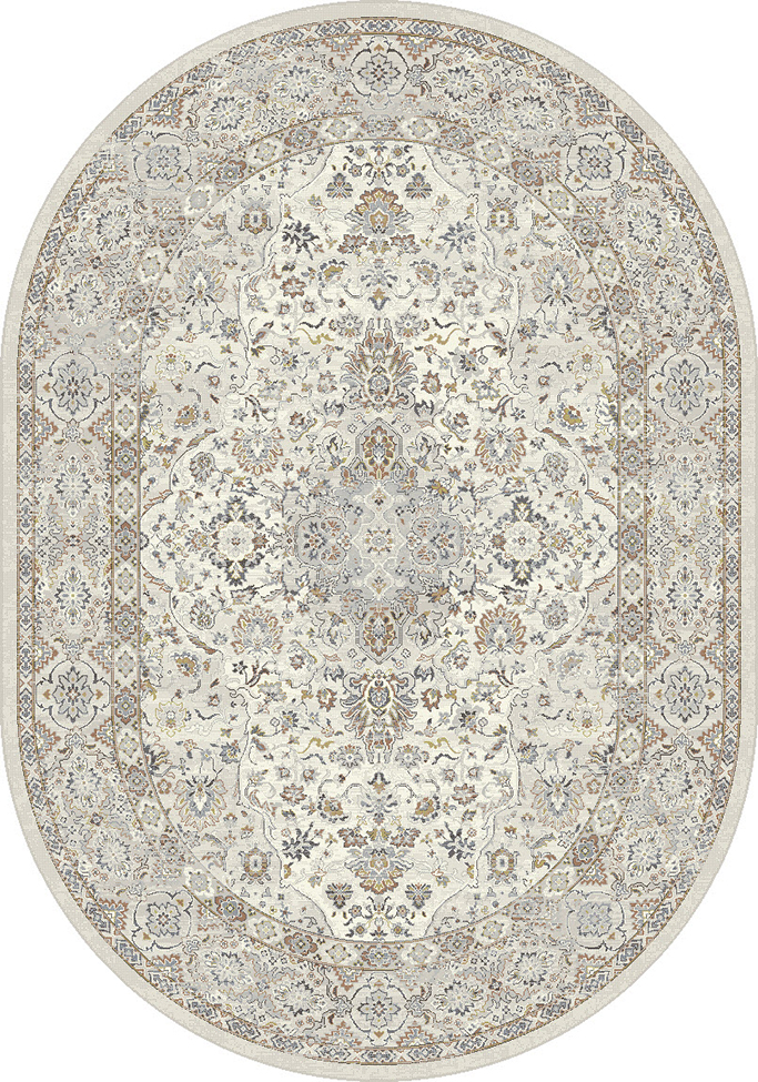 Round & Octagon Rugs Ancient Garden 57275-6295 Round and Oval Ivory - Beige & Lt. Grey - Grey Machine Made Rug