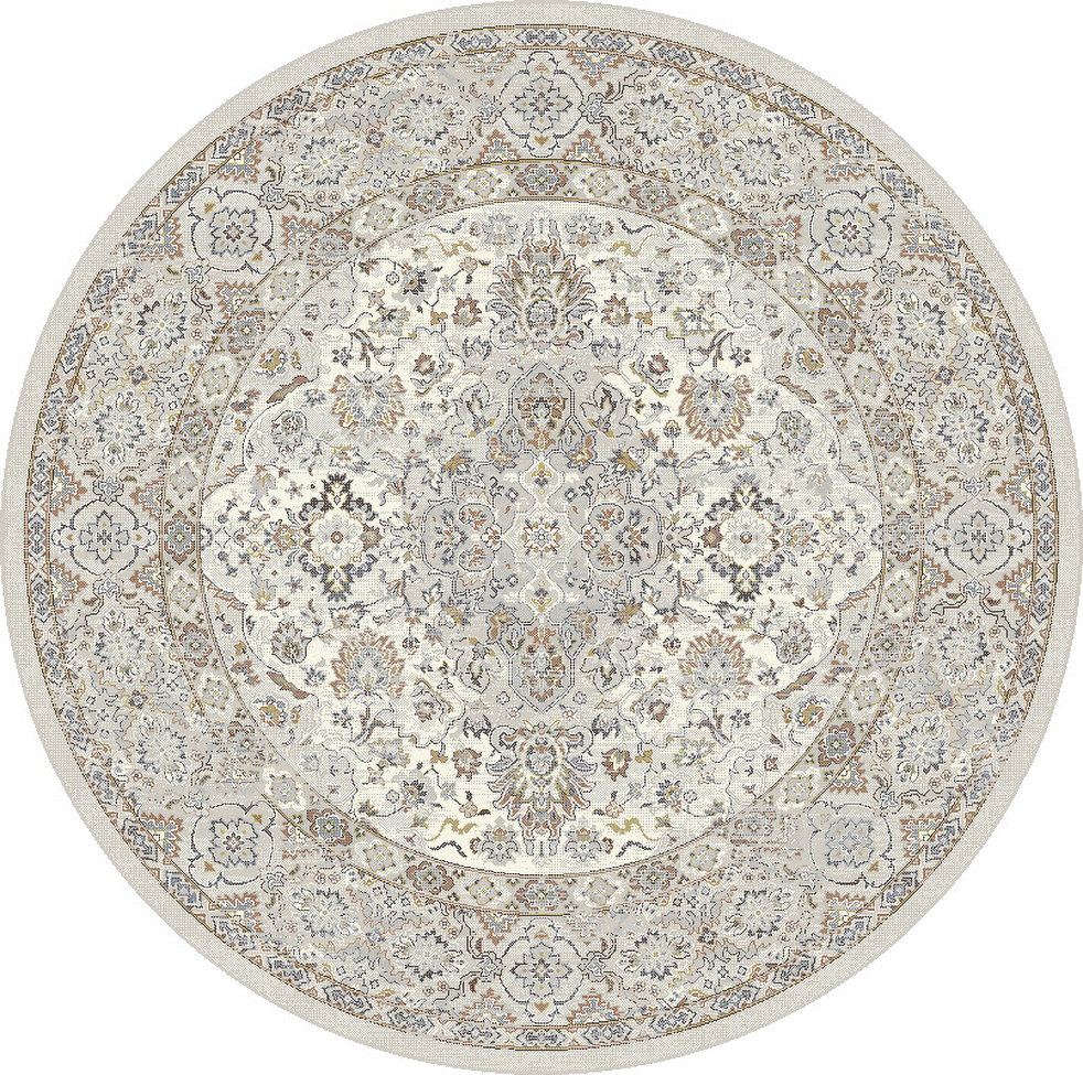 Octagon, Square & Round Rugs Ancient Garden 57275-6295 Round and Oval Ivory - Beige & Lt. Grey - Grey Machine Made Rug