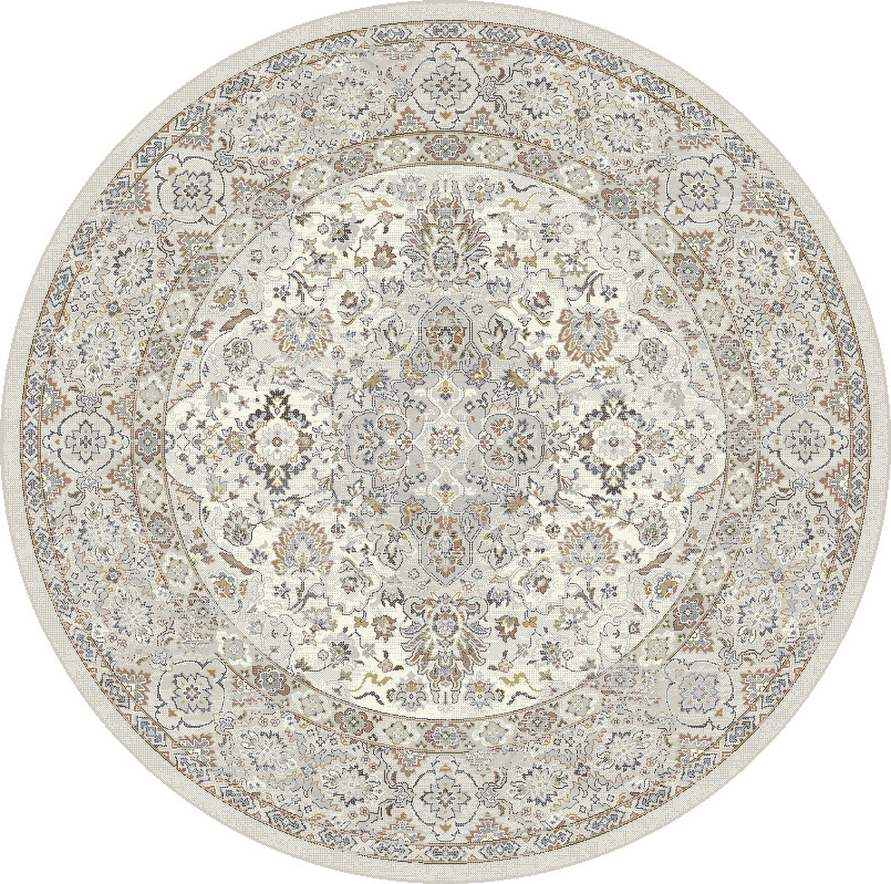 Round & Octagon Rugs Ancient Garden 57275-6295 Round and Oval Ivory - Beige & Lt. Grey - Grey Machine Made Rug