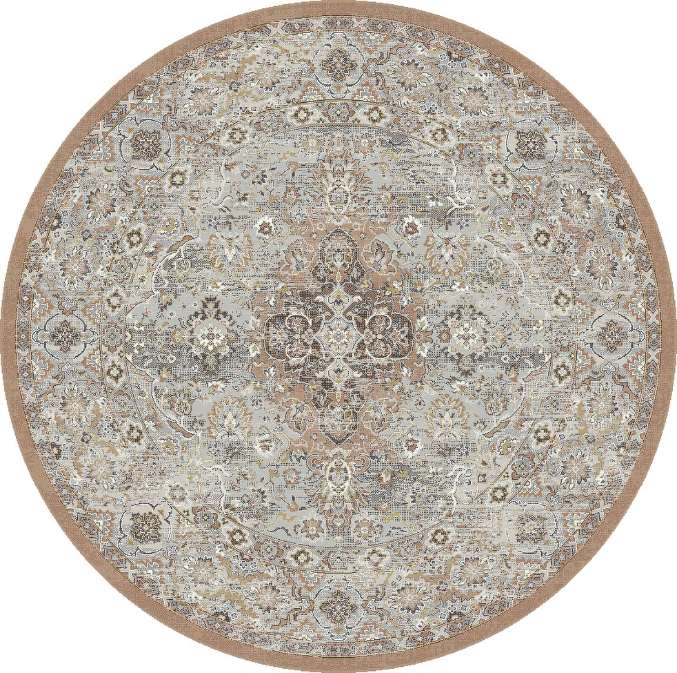 Round & Octagon Rugs Ancient Garden 57275-9285 Round and Oval Lt. Grey - Grey & Camel - Taupe Machine Made Rug