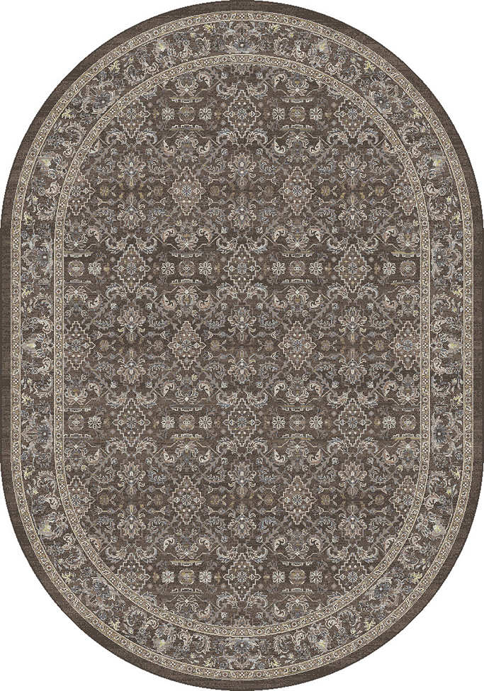 Octagon, Square & Round Rugs Ancient Garden 57276-3235 Round and Oval Lt. Brown - Chocolate & Black - Charcoal Machine Made Rug