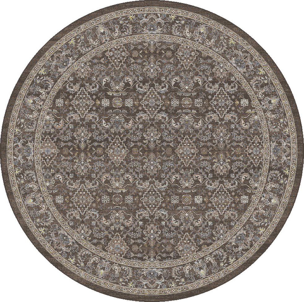 Round & Octagon Rugs Ancient Garden 57276-3235 Round and Oval Lt. Brown - Chocolate & Black - Charcoal Machine Made Rug