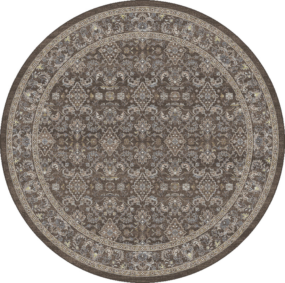 Octagon, Square & Round Rugs Ancient Garden 57276-3235 Round and Oval Lt. Brown - Chocolate & Black - Charcoal Machine Made Rug