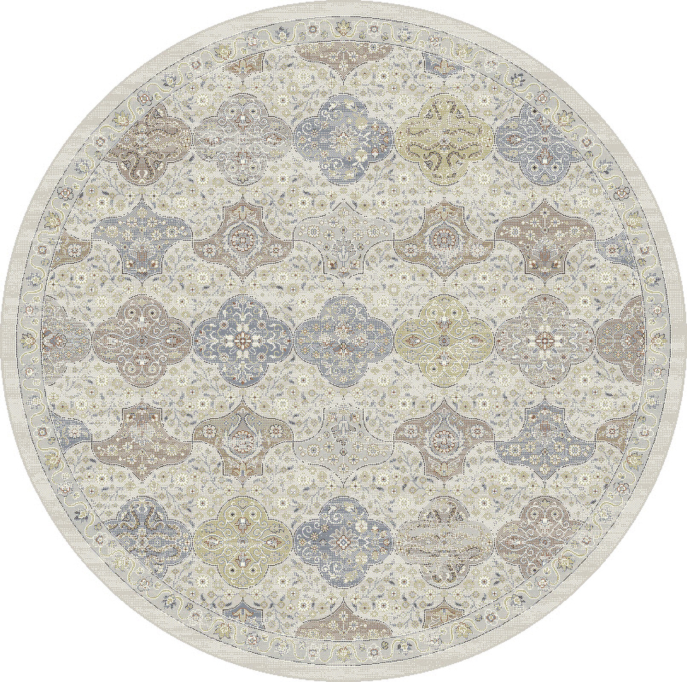 Octagon, Square & Round Rugs Ancient Garden 57279-9295 Round and Oval Lt. Grey - Grey & Multi Machine Made Rug