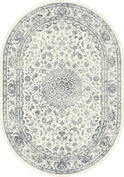 Round & Octagon Rugs Ancient Garden 57109-6666 Round and Oval Ivory - Beige & Lt. Blue - Blue Machine Made Rug