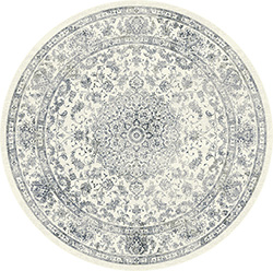 Round & Octagon Rugs Ancient Garden 57109-6666 Round and Oval Ivory - Beige & Lt. Blue - Blue Machine Made Rug