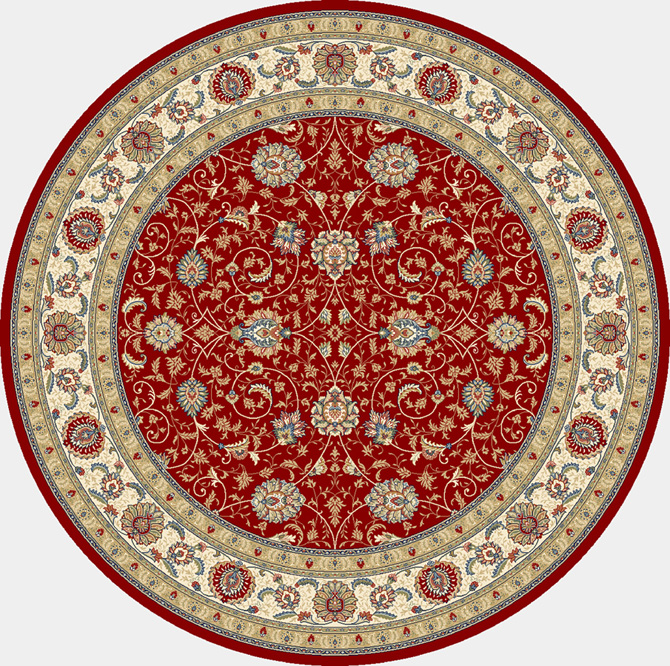 Octagon, Square & Round Rugs Ancient Garden 57120-1464 Round and Oval Red - Burgundy & Ivory - Beige Machine Made Rug