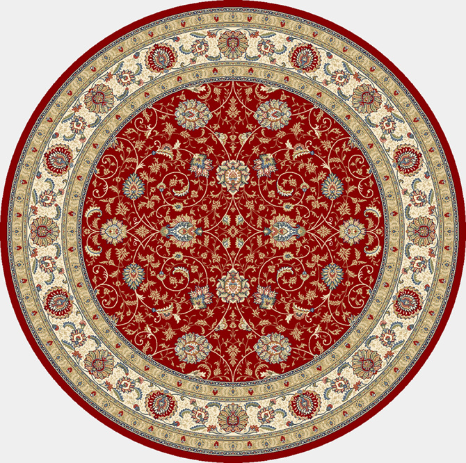 Round & Octagon Rugs Ancient Garden 57120-1464 Round and Oval Red - Burgundy & Ivory - Beige Machine Made Rug