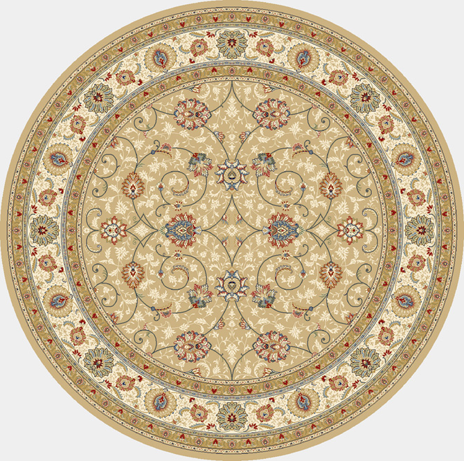 Octagon, Square & Round Rugs Ancient Garden 57120-2464 Round Lt. Gold - Gold & Ivory - Beige Machine Made Rug