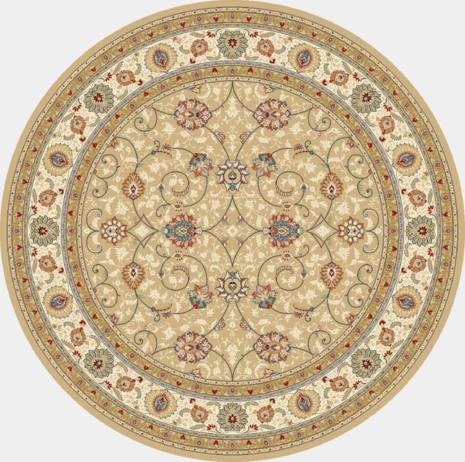 Round & Octagon Rugs Ancient Garden 57120-2464 Round Lt. Gold - Gold & Ivory - Beige Machine Made Rug