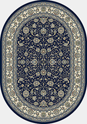 Octagon, Square & Round Rugs Ancient Garden 57120-3464 Round and Oval Medium Blue - Navy & Ivory - Beige Machine Made Rug