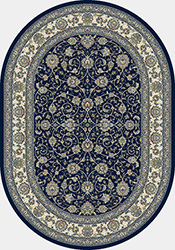 Round, Octagon & Square Rugs Ancient Garden 57120-3464 Round and Oval Medium Blue - Navy & Ivory - Beige Machine Made Rug