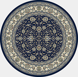 Octagon, Square & Round Rugs Ancient Garden 57120-3464 Round and Oval Medium Blue - Navy & Ivory - Beige Machine Made Rug