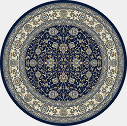 Round, Octagon & Square Rugs Ancient Garden 57120-3464 Round and Oval Medium Blue - Navy & Ivory - Beige Machine Made Rug