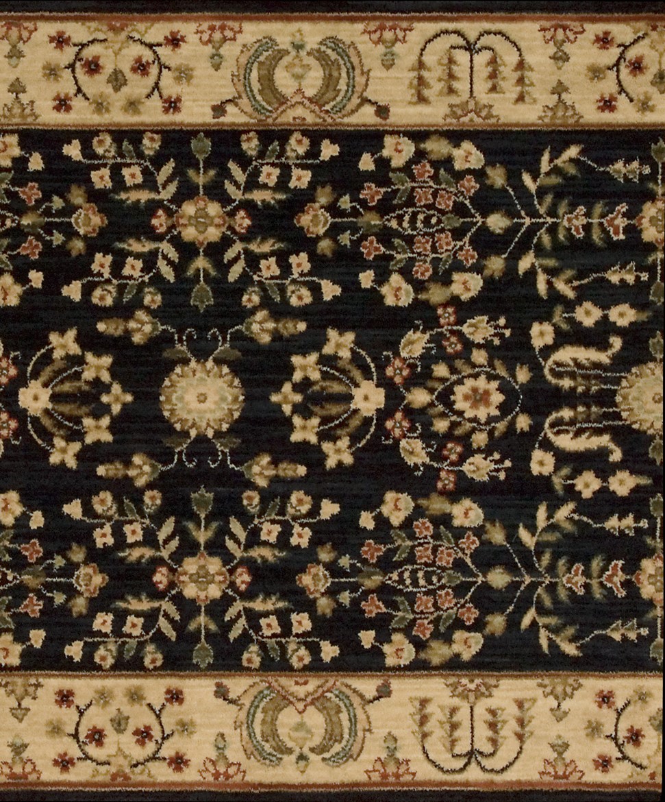 Hall & Stair Runners  GRAND PARTERRE PT02-MDNGT Black - Charcoal & Ivory - Beige Machine Made Rug