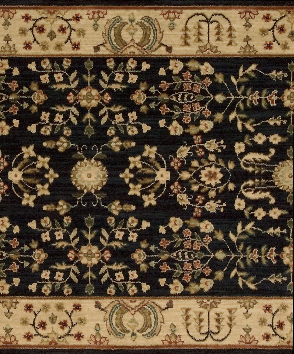 Hall & Stair Runner Rugs  GRAND PARTERRE PT02-MDNGT Black - Charcoal & Ivory - Beige Machine Made Rug