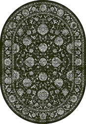 Round, Octagon & Square Rugs Ancient Garden 57126-3636 Round and Oval Black - Charcoal & Lt. Grey - Grey Machine Made Rug