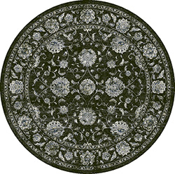 Round, Octagon & Square Rugs Ancient Garden 57126-3636 Round and Oval Black - Charcoal & Lt. Grey - Grey Machine Made Rug