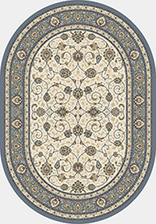 Round, Octagon & Square Rugs Ancient Garden 57120-6454 Oval and Round Ivory - Beige & Lt. Blue - Blue Machine Made Rug
