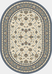 Octagon, Square & Round Rugs Ancient Garden 57120-6454 Oval and Round Ivory - Beige & Lt. Blue - Blue Machine Made Rug