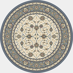 Round, Octagon & Square Rugs Ancient Garden 57120-6454 Oval and Round Ivory - Beige & Lt. Blue - Blue Machine Made Rug