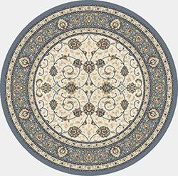 Octagon, Square & Round Rugs Ancient Garden 57120-6454 Oval and Round Ivory - Beige & Lt. Blue - Blue Machine Made Rug