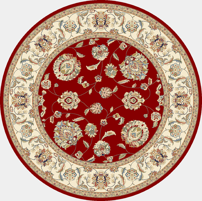 Octagon, Square & Round Rugs Ancient Garden 57365-1464 Round and Oval Red - Burgundy & Ivory - Beige Machine Made Rug
