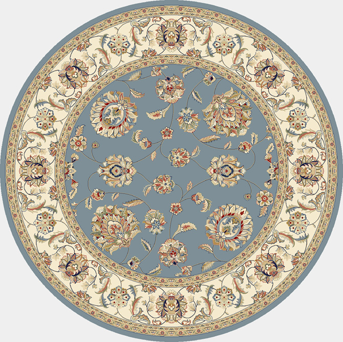 Octagon, Square & Round Rugs Ancient Garden 57365-5464 Round and Oval Lt. Blue - Blue & Ivory - Beige Machine Made Rug