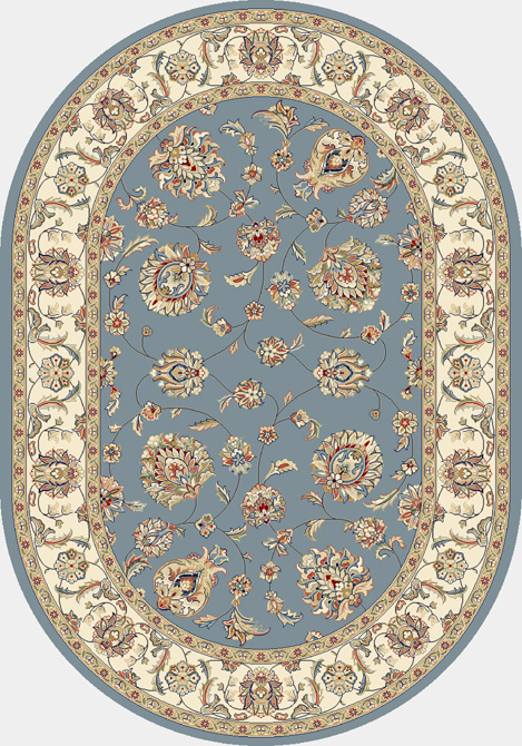 Octagon, Square & Round Rugs Ancient Garden 57365-5464 Round and Oval Lt. Blue - Blue & Ivory - Beige Machine Made Rug