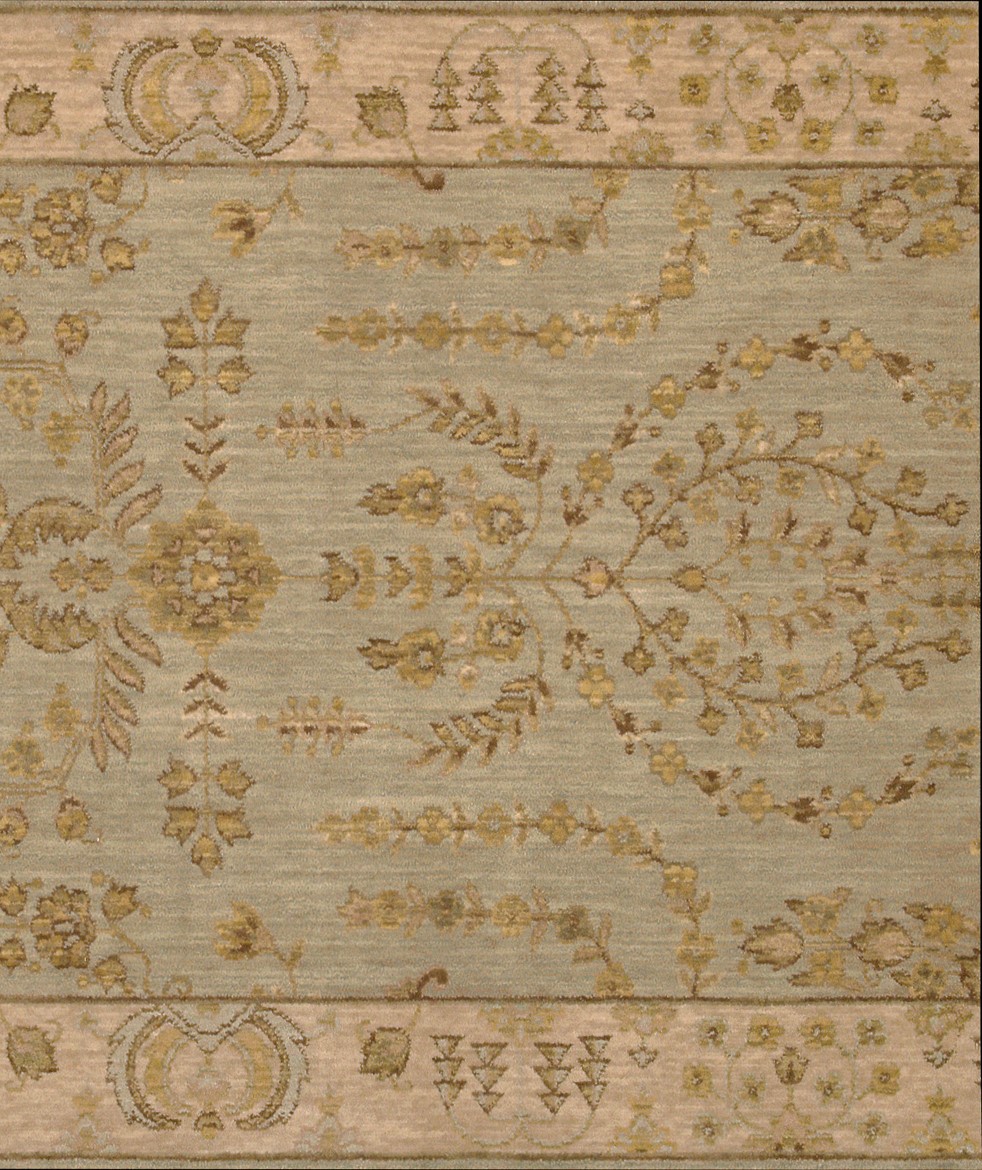 Hall & Stair Runners  GRAND PARTERRE PT02-QUARY Aqua - Lt.Green & Ivory - Beige Machine Made Rug