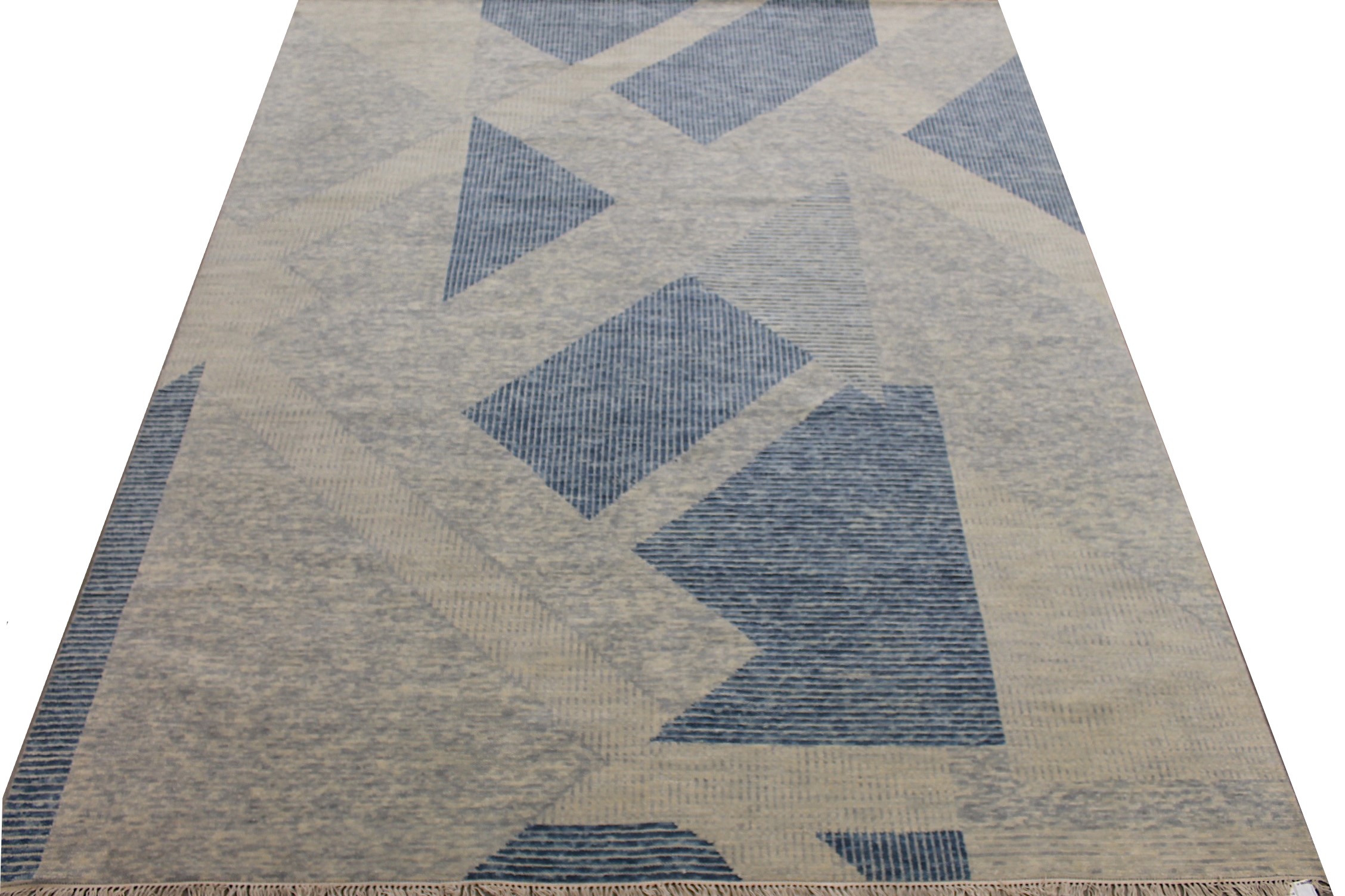 Contemporary Rugs & Transitional Rugs EDGE 027553 Medium Blue - Navy & Lt. Grey - Grey Hand Knotted Rug