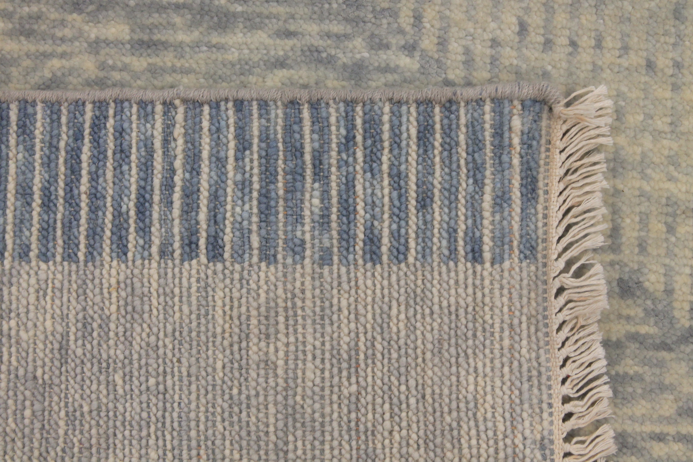 Contemporary & Transitional Rugs EDGE 027553 Medium Blue - Navy & Lt. Grey - Grey Hand Knotted Rug