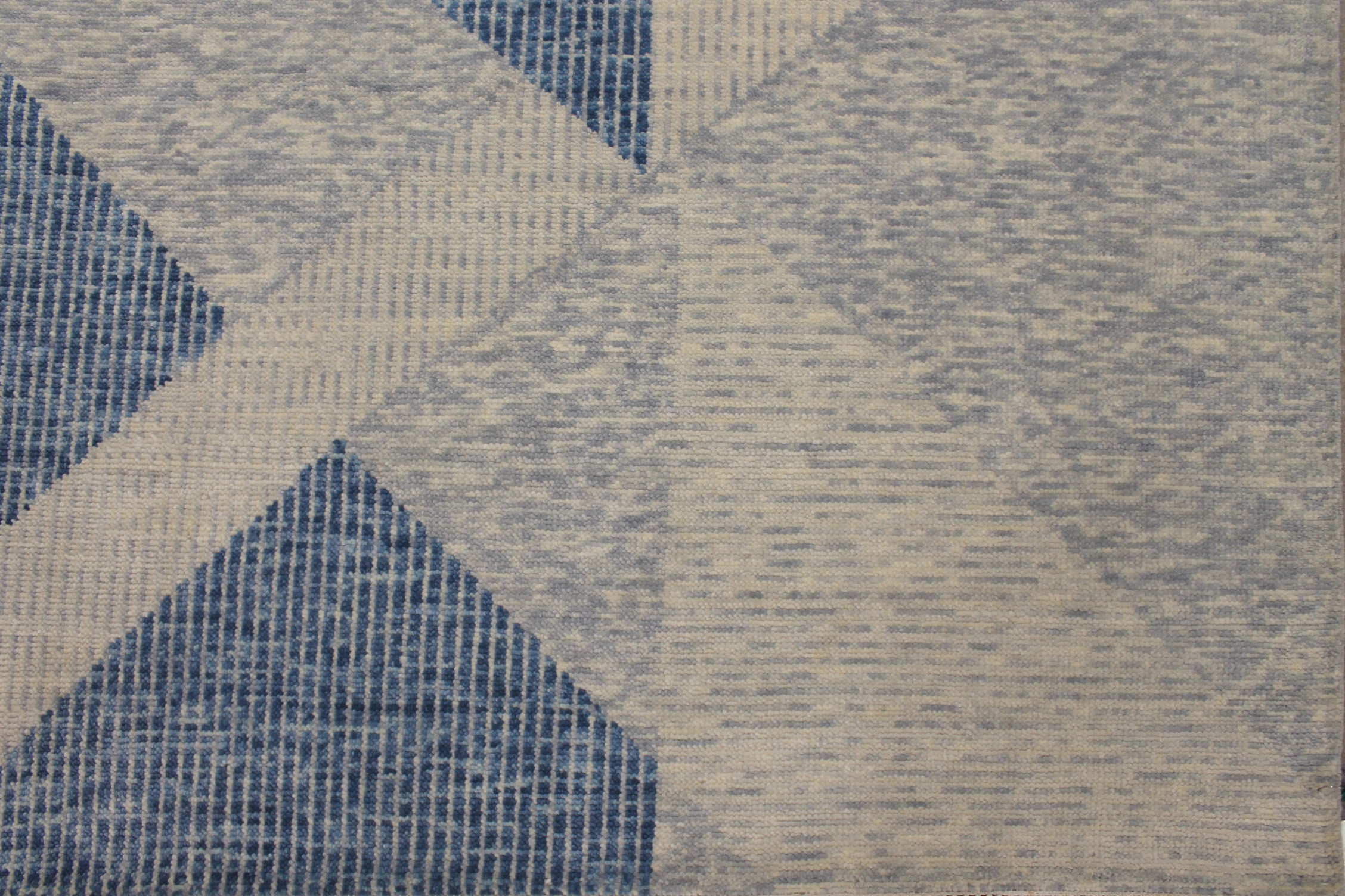 Contemporary & Transitional Rugs EDGE 027553 Medium Blue - Navy & Lt. Grey - Grey Hand Knotted Rug