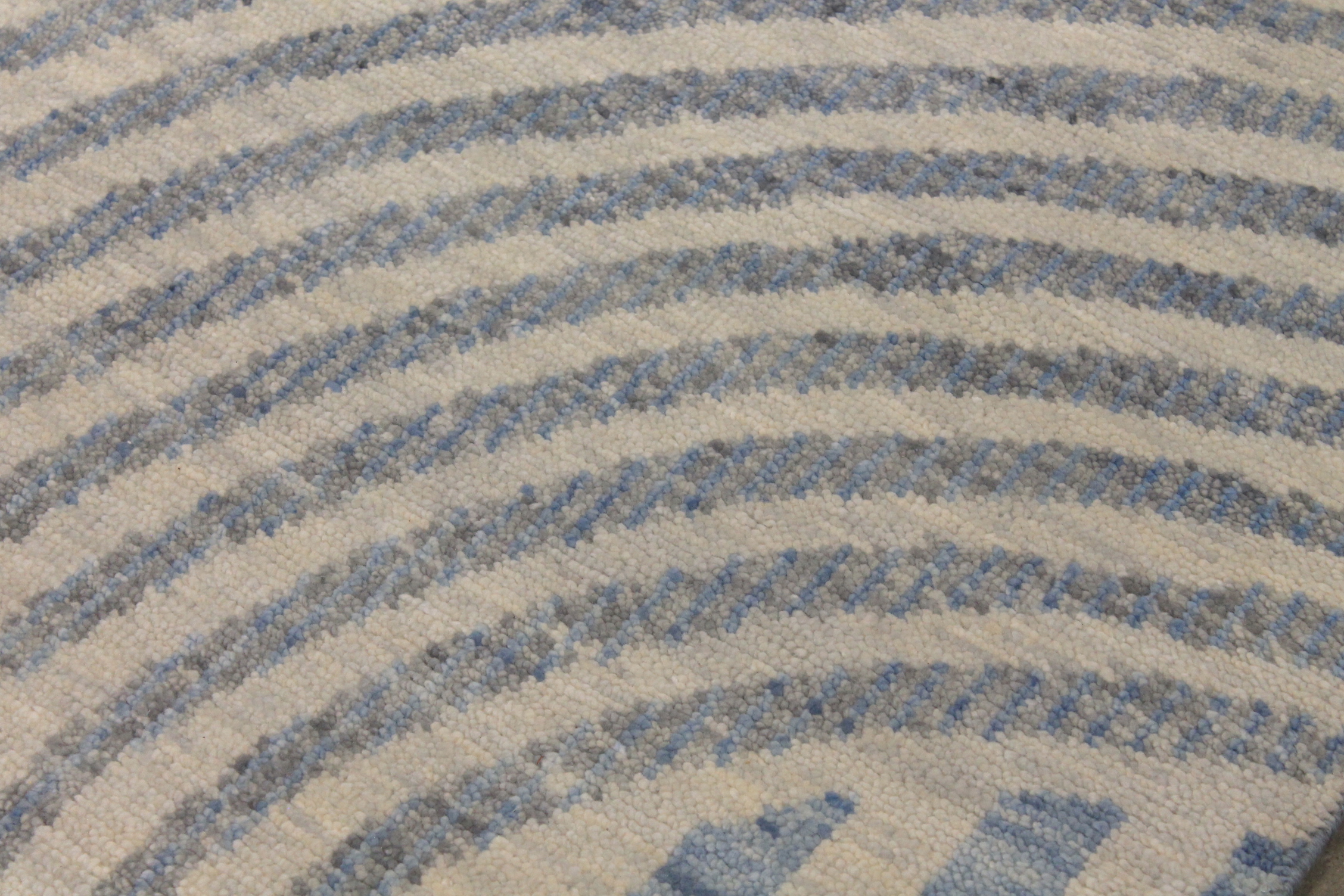 Contemporary Rugs & Transitional Rugs EDGE 027552 Medium Blue - Navy & Lt. Grey - Grey Hand Knotted Rug