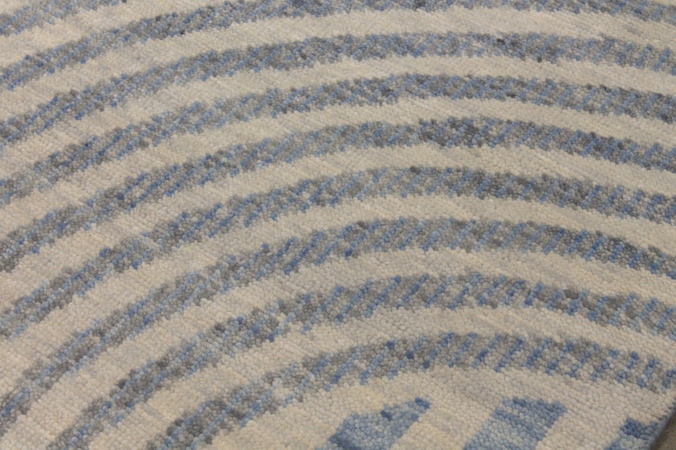 Contemporary & Transitional Rugs EDGE 027552 Medium Blue - Navy & Lt. Grey - Grey Hand Knotted Rug