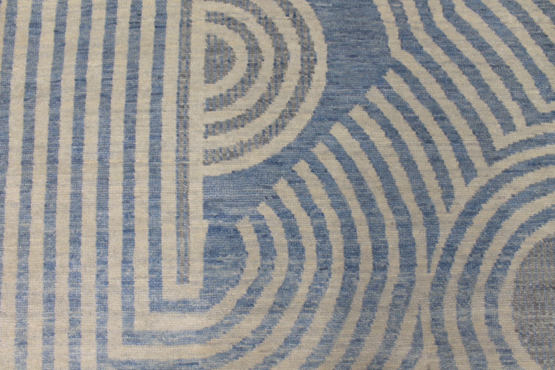 Contemporary Rugs & Transitional Rugs EDGE 027552 Medium Blue - Navy & Lt. Grey - Grey Hand Knotted Rug