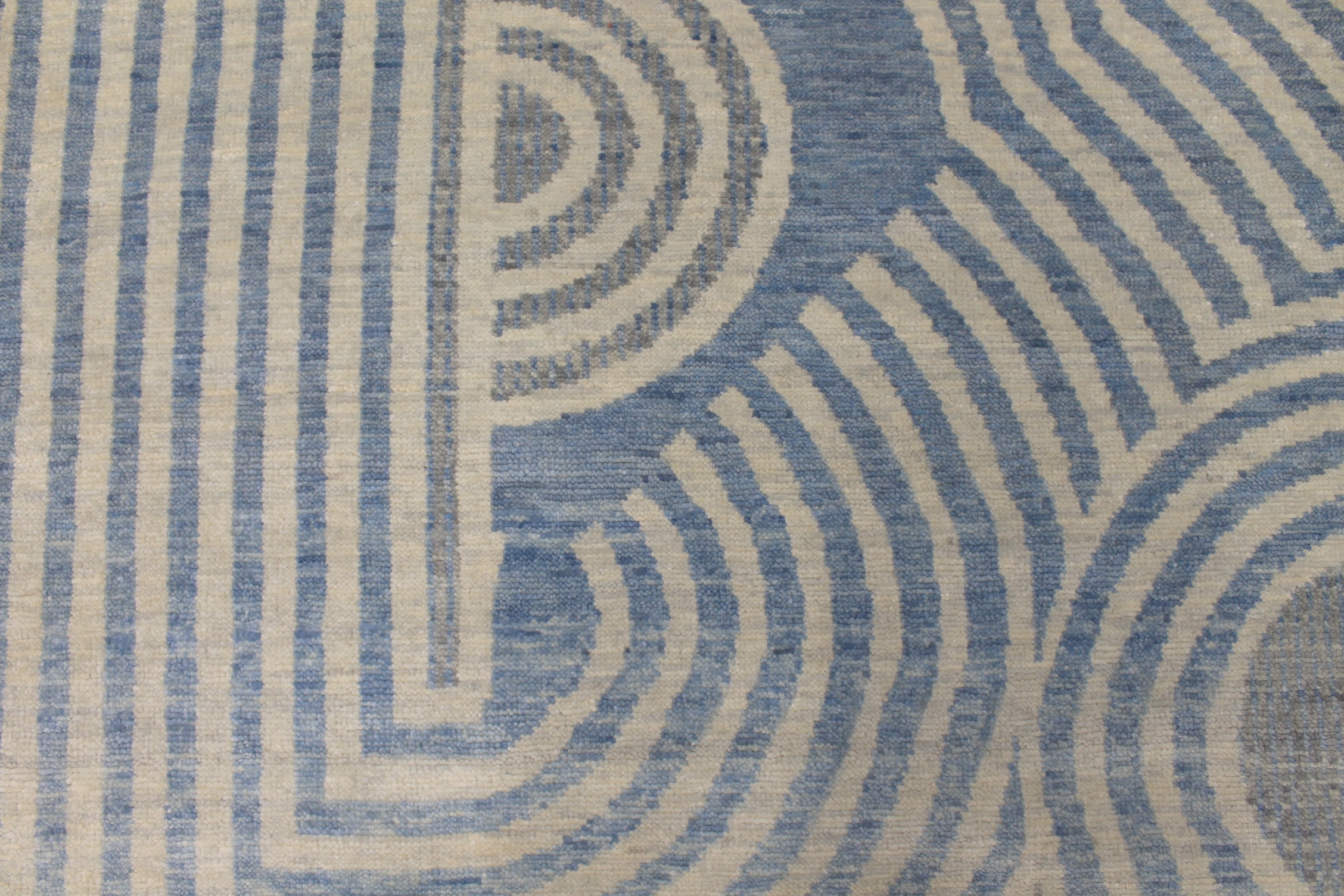 Contemporary & Transitional Rugs EDGE 027552 Medium Blue - Navy & Lt. Grey - Grey Hand Knotted Rug