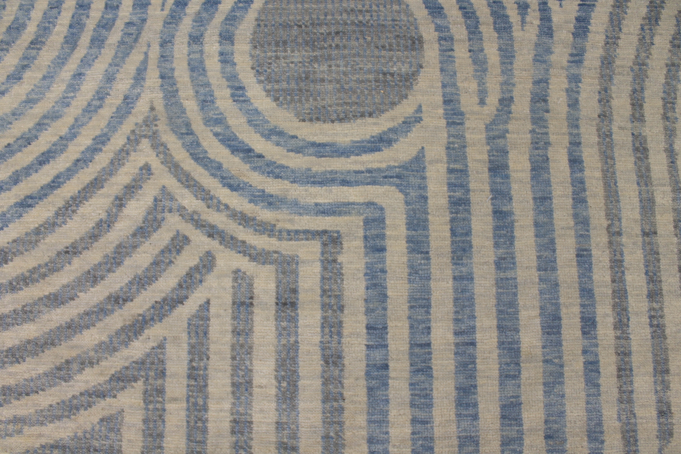 Contemporary Rugs & Transitional Rugs EDGE 027552 Medium Blue - Navy & Lt. Grey - Grey Hand Knotted Rug