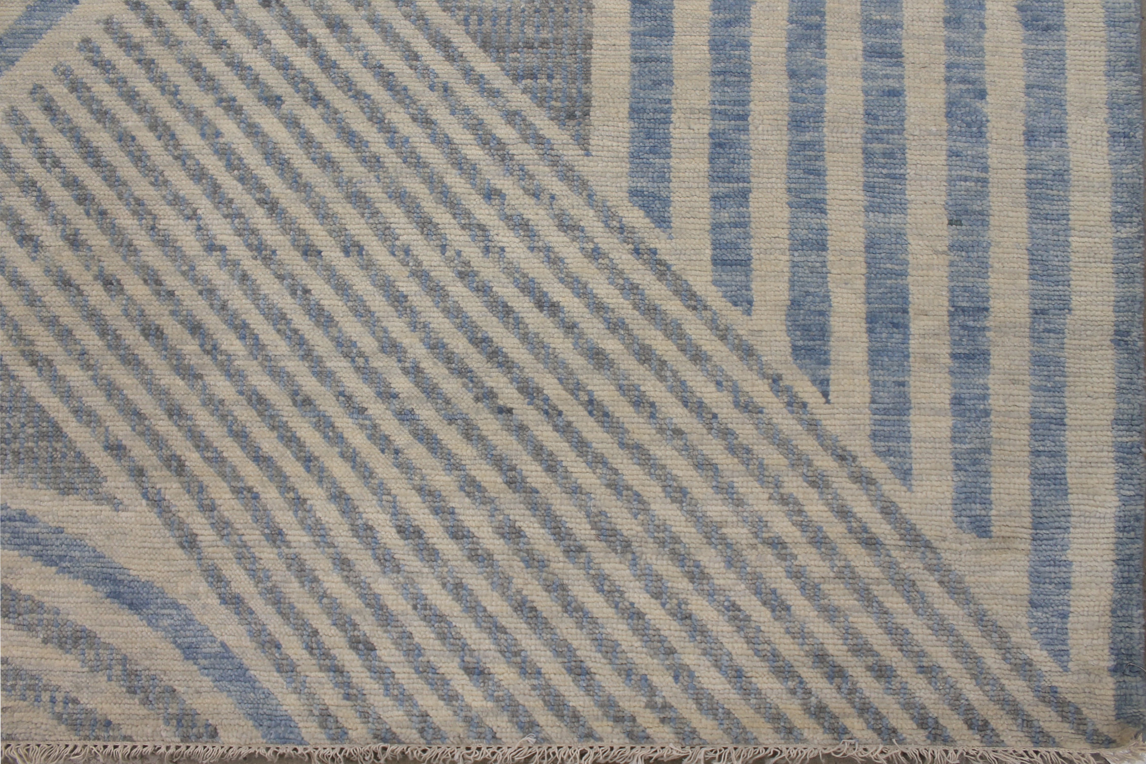 Contemporary & Transitional Rugs EDGE 027552 Medium Blue - Navy & Lt. Grey - Grey Hand Knotted Rug