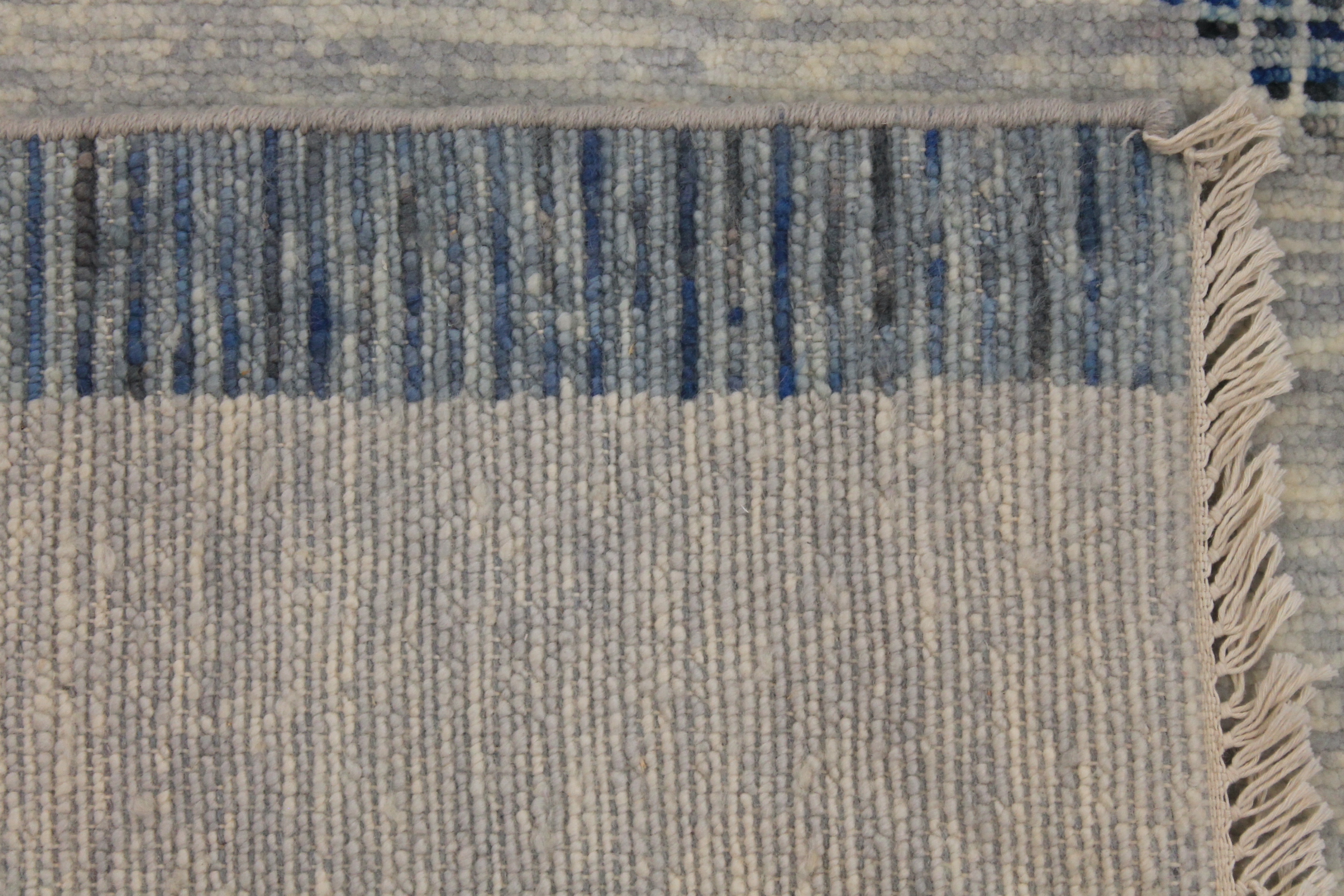 Contemporary & Transitional Rugs EDGE 027551 Lt. Grey - Grey & Lt. Blue - Blue Hand Knotted Rug