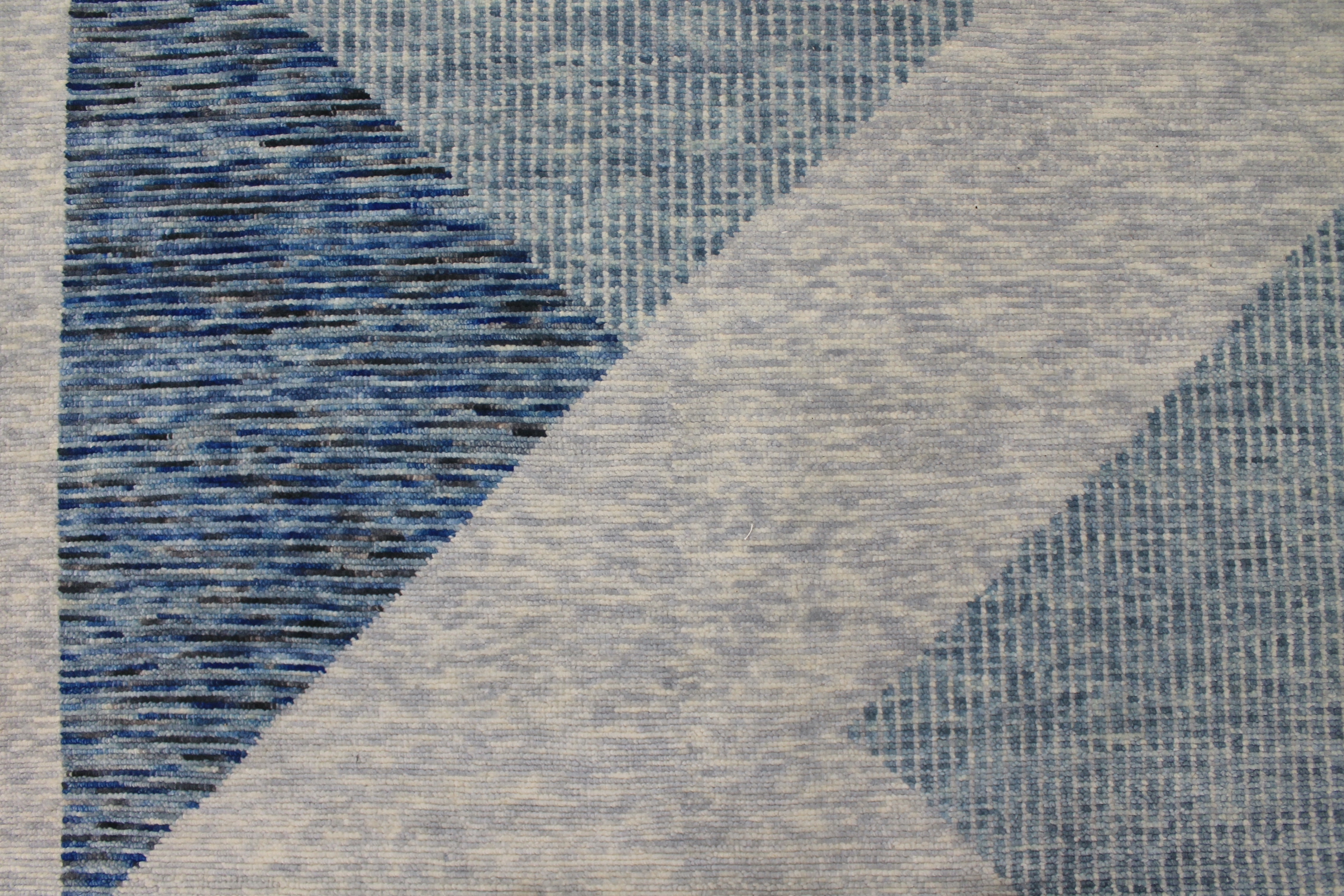 Contemporary & Transitional Rugs EDGE 027551 Lt. Grey - Grey & Lt. Blue - Blue Hand Knotted Rug