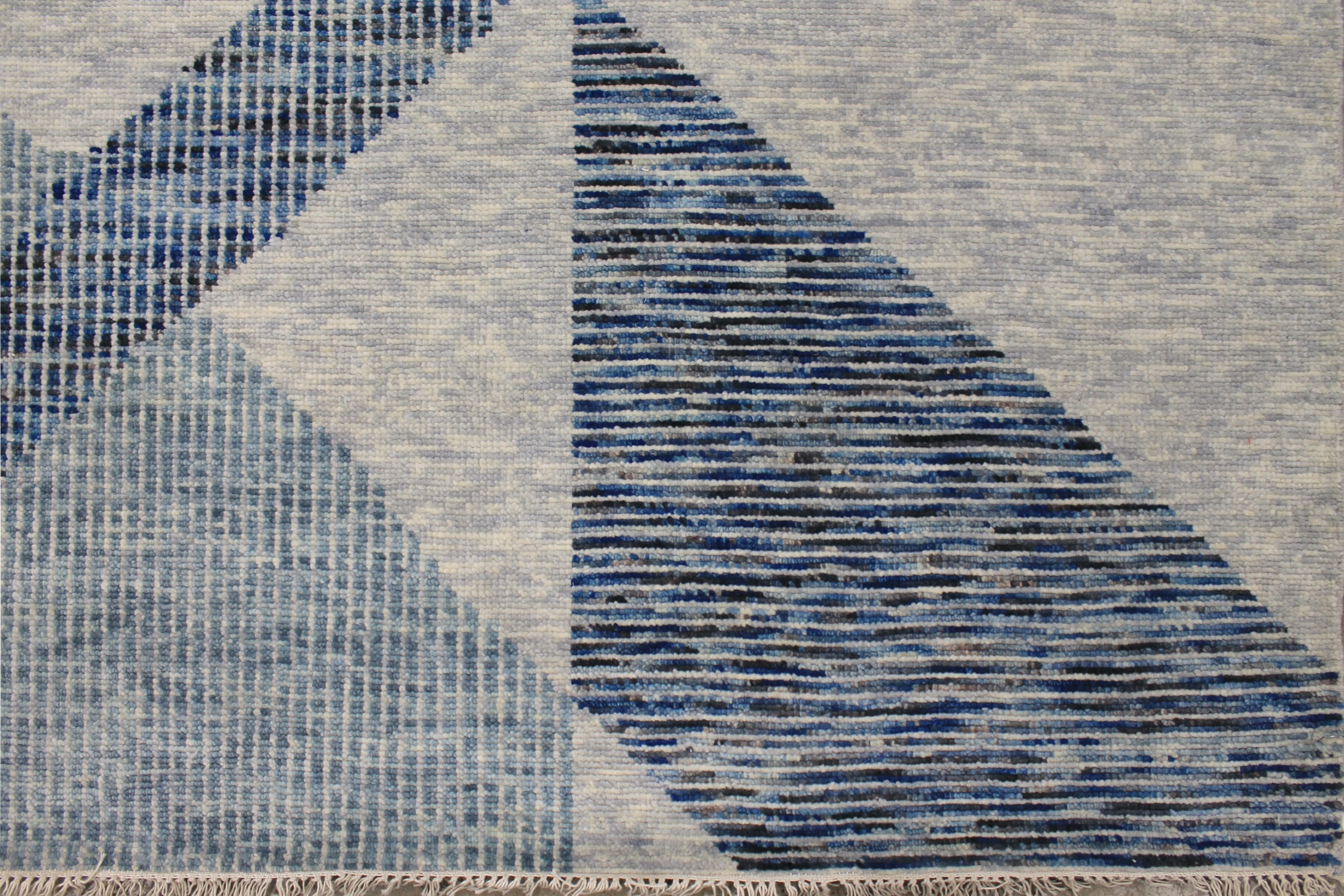 Contemporary Rugs & Transitional Rugs EDGE 027551 Lt. Grey - Grey & Lt. Blue - Blue Hand Knotted Rug