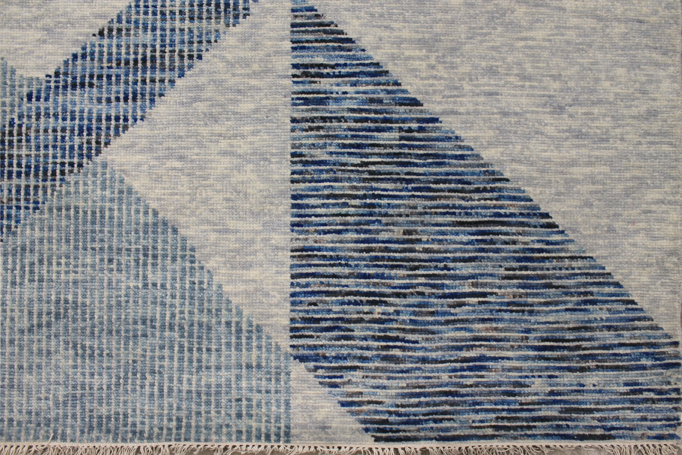 Contemporary & Transitional Rugs EDGE 027551 Lt. Grey - Grey & Lt. Blue - Blue Hand Knotted Rug