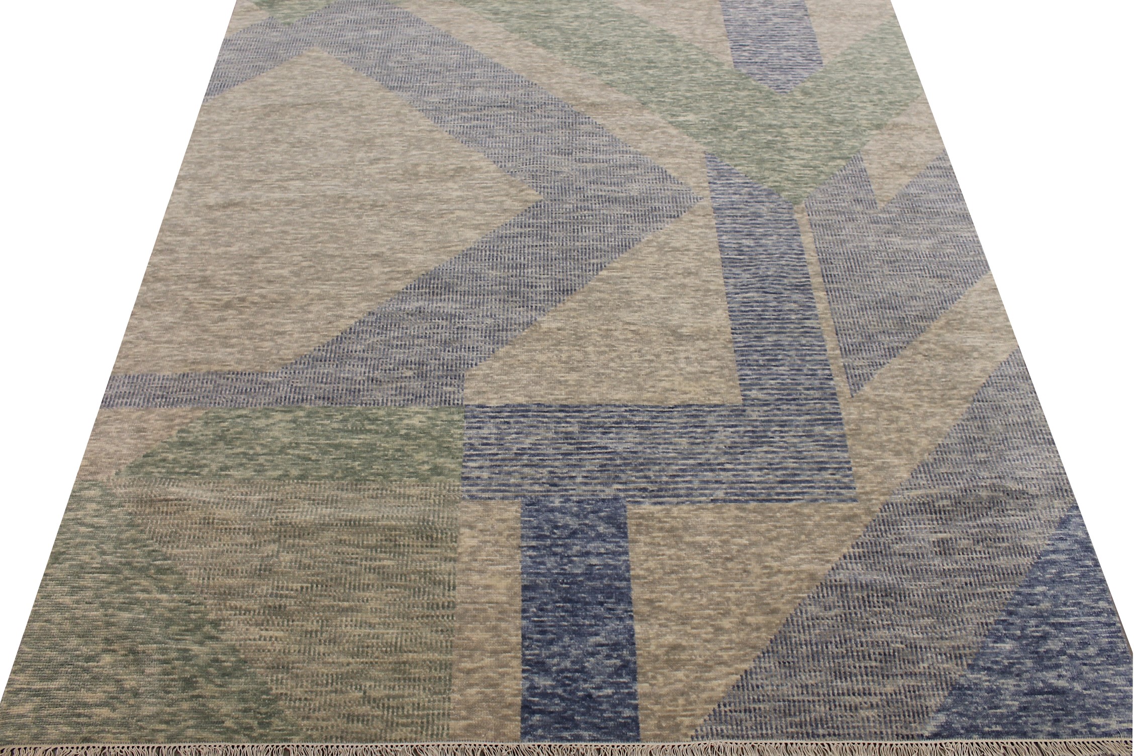 Contemporary & Transitional Rugs EDGE 027550 Lt. Grey - Grey & Lt. Blue - Blue Hand Knotted Rug