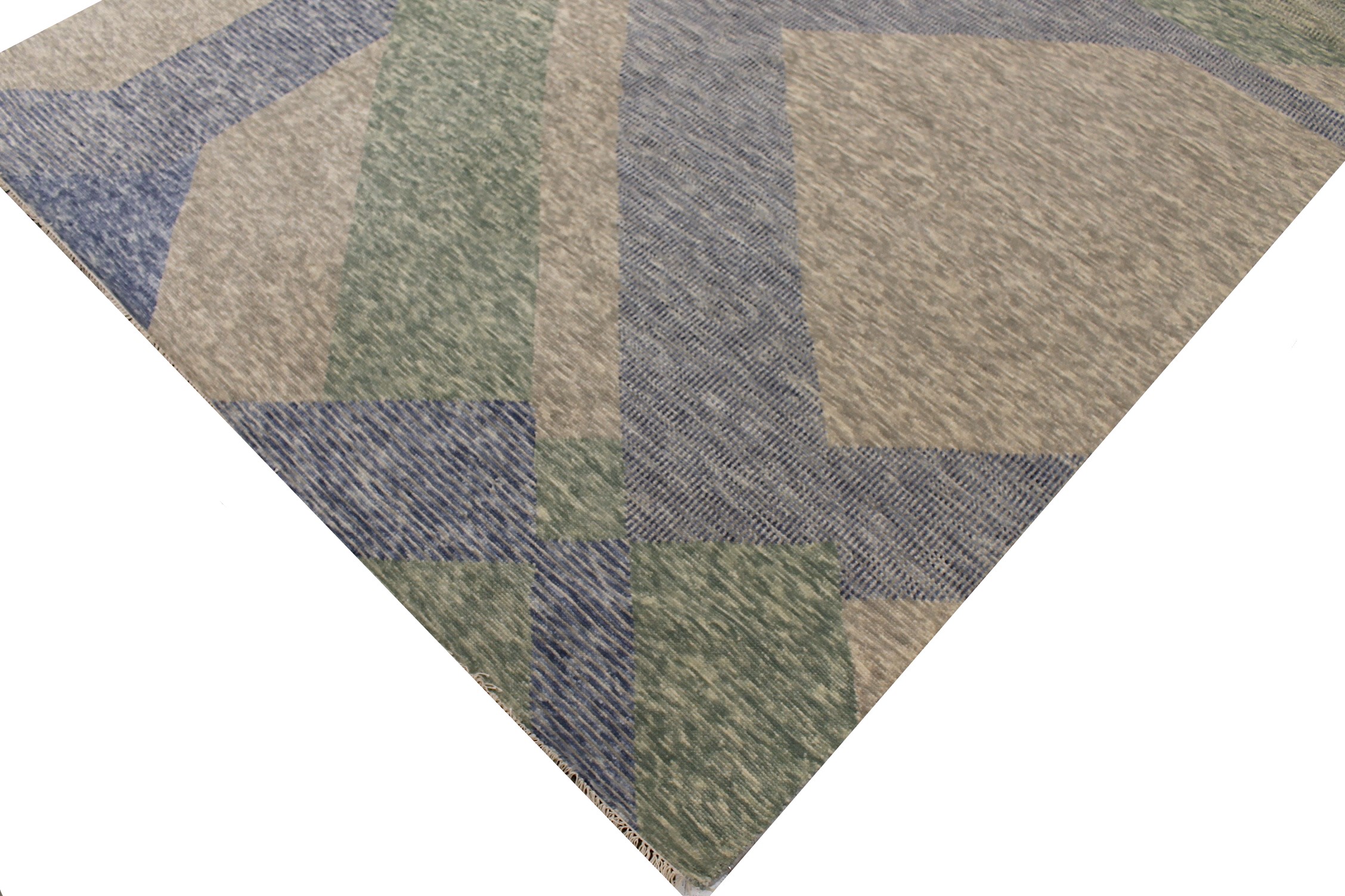 Contemporary Rugs & Transitional Rugs EDGE 027550 Lt. Grey - Grey & Lt. Blue - Blue Hand Knotted Rug